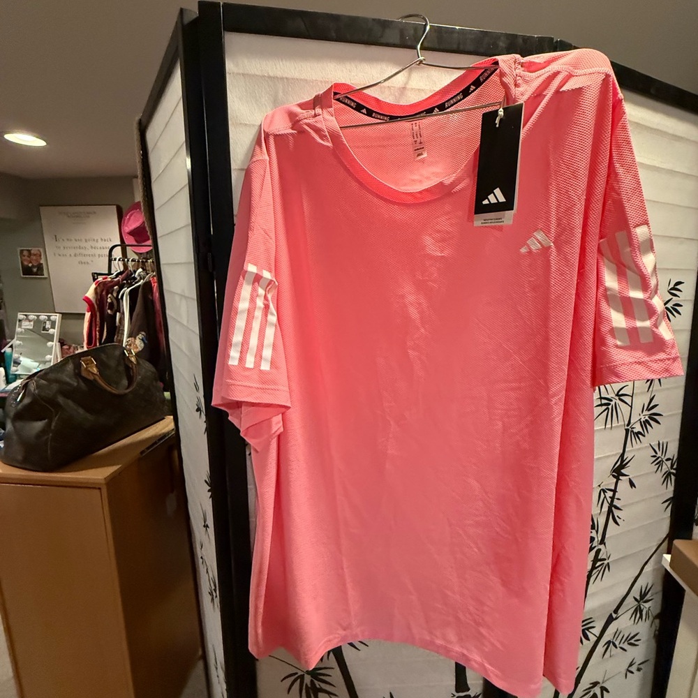 Adidas Vibrant Pink mesh tee NWT 4x